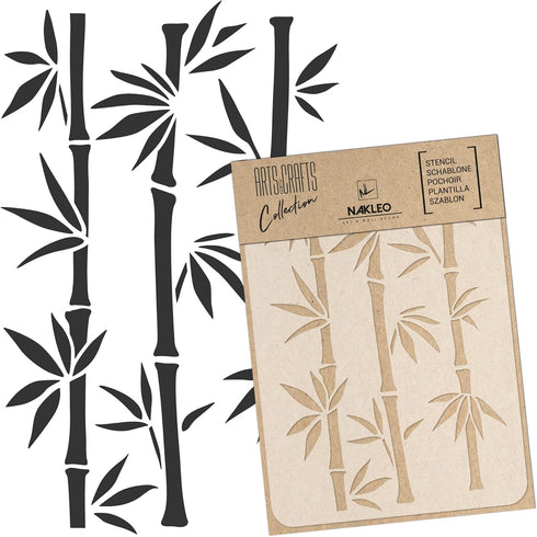 NAKLEO DIY Reusable Plastic Stencil - Bamboo Shoots Tropical Oriental - Art Craft Wall Painting Pattern Template Scrapbooking Decoupage - Fabric F...
