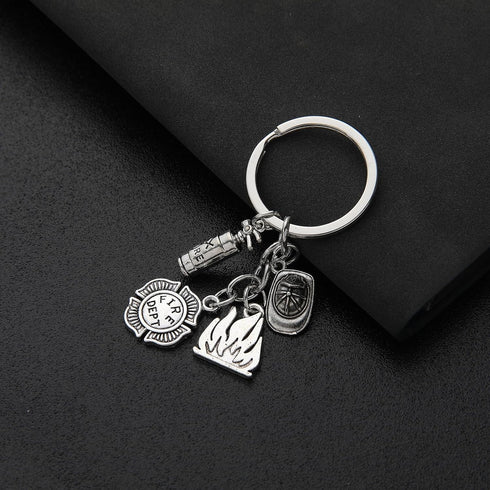 PHAETON 20PCS Fire Extinguisher Hat Keychain Fire Fighter Gift Firefighter Keychain Safety Helmet Pendant Keychain Car Ornament Keychain Pendant F...