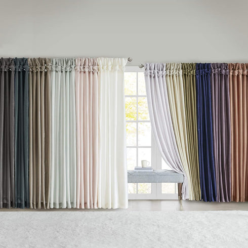 Madison Park Emilia Faux Silk Single Curtain with Privacy Lining, DIY Twist Tab Top, Room Darkening Window Drape for Living Room, Bedroom and Dorm...