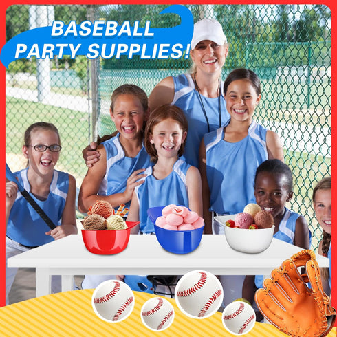 18PCS Mini Baseball Helmet Ice Cream Snack Bowl, 8 oz Helmets Plastic Baseball Cups, Kids Helmet Bowls, Mini Dessert Spoons Plastic Ice Cream Spoo...