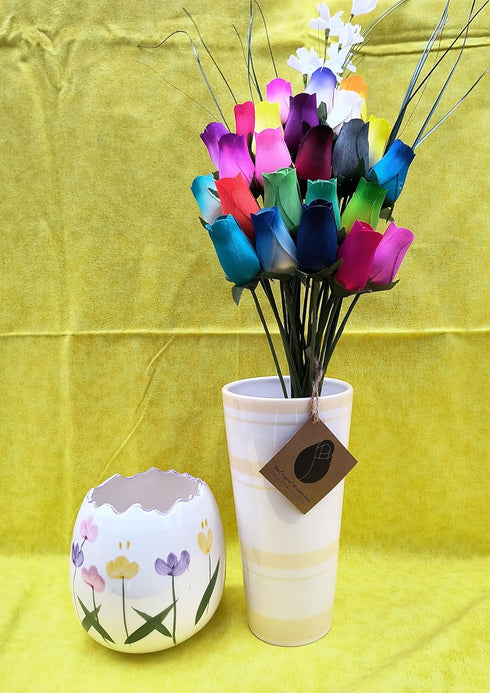 Assorted Colors Wooden Rose Closed Bud Bouquets 2 Dozen...