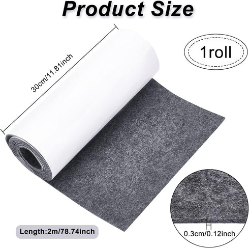 BENECREAT 11.8x78.7inch Gray Self Adhesive Felt Fabric, Drawer Liner for DIY Crafts Sewing Accessories and Jewelry Drawer Box Fabric Peel Stick, 3...