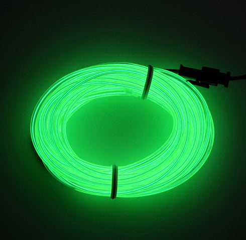 Searik EL Wire Fluorescent Green Lights 16.4ft/5m, Portable EL Wire Glowing Rope Lights LED Strips with Battery Controller for Halloween Decoratio...