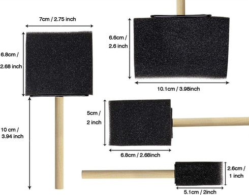 Assorted Sizes Sponge Brushes for Painting DIY Crafts Foam Paint Brush with Wooden Handles for Staining Stencils Art Project Decoupage Acrylics Va...
