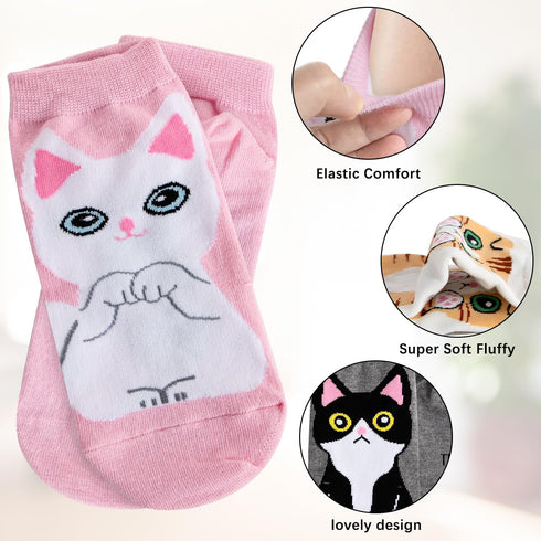 8 Pairs Women's Cat Socks,Cat Gifts Cute Animal Socks,Colorful Soft Cozy Women Socks Gift...