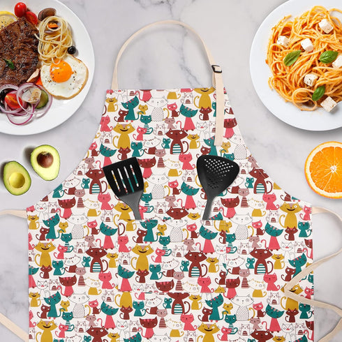 Cute Apron with 2 Pockets for Women, Adjustable Neck Strap and Long Waist Ties Cotton Cooking Baking Aprons, Use as a Kitchen and Chef Apron, Arti...