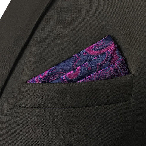 S&W SHLAX&WING Pocket Squares for Men Purple Blue Fuchsia Paisley...