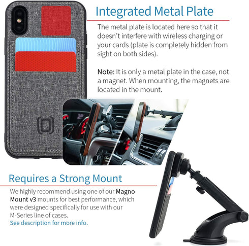 Dockem Luxe M2T Wallet Case for iPhone X/XS (5.8"): Built-in Invisible Metal Plate for Magnetic Mounting with Canvas Style Synthetic Leather 2 Car...