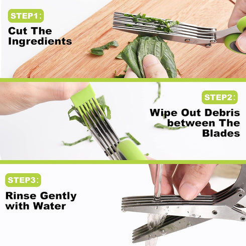 3 Packs Herb Scissors Set - 5 Blades Herb Scissors with Herb Stripper, 2 Packs Herb Stripper Tools with Safe Cover, Cool Kitchen Gadgets for Cutti...