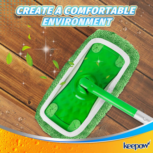 KEEPOW Reusable Wet Pads Refills Compatible with Swiffer Sweeper Mop, Dry Sweeping Cloths, Microfiber Wet Mopping Cloths for Hardwood Floor Cleani...