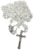 Nazareth Store White Clear Crystal Beads Rosary Prayer Beaded Necklace with Holy Soil Medal and Jesus Cross Communion Rosary...