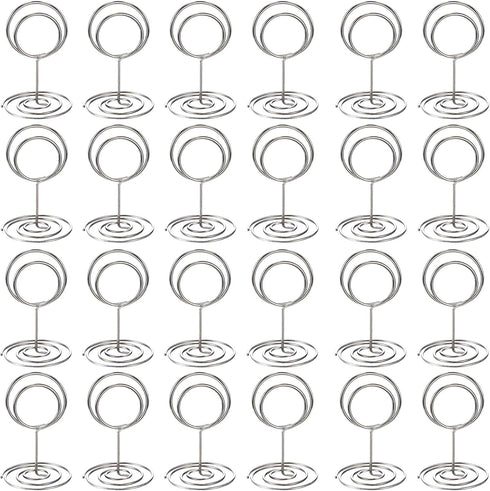 24 Pcs Premium Mini Place Card Holders and 24 Pcs Place Cards, Small Table Card Holder, Cute Table Number Holders, Photo Picture Holders for Cente...