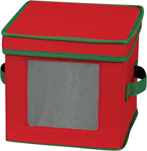 Household Essentials 532RED Holiday China Dinnerware Storage for Dessert Plates or Bowls | Removable Lid | Red Canvas with Green Trim...