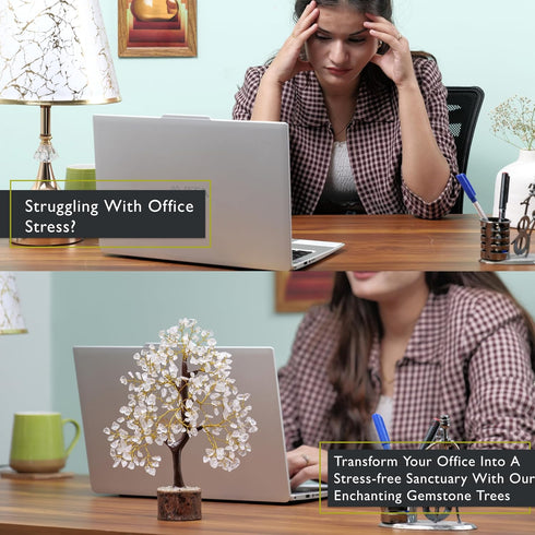 FASHIONZAADI Clear Quartz Crystals, Feng Shui Tree, Gemstone Tree - Spiritual Décor, Chakra Stone, Premium Meditation Decor, Good Luck Gifts, Home...