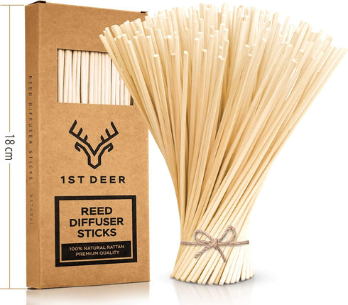100 pcs Reed Diffuser Sticks – 7 Inch Natural Rattan Essential Oil Aroma Refill Wood Sticks for Spa, Fragrance, Aromatherapy (7"*3mm, Natural Colo...