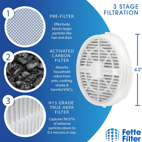 Fette Filter - True HEPA Replacement Filters with Activated Carbon Compatible with Fridababy, Meleden, RIGOGLIOSO GL-2103 Air Purifiers and JINPUS...