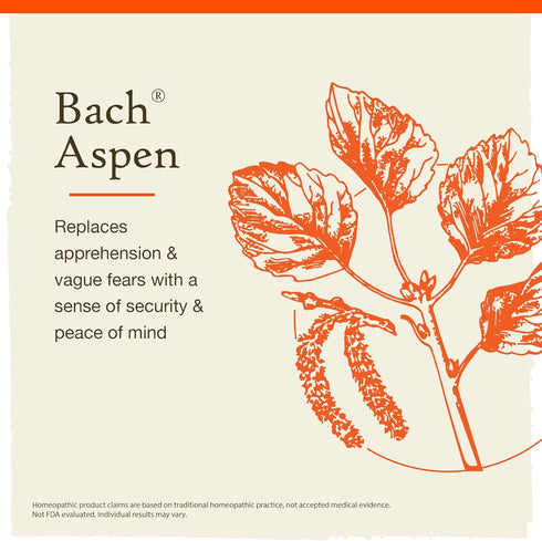 Bach Original Flower Remedies, Aspen for Apprehension and Security (Non-Alcohol Formula), Natural Homeopathic Flower Essence, Holistic Wellness an...