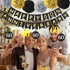 60th Anniversary Decorations Kit - Gold Glitter Happy Anniversary Banner, 9Pcs Sparkling Hanging Swirl, 6Pcs Poms - For 60th Wedding Party Decorat...