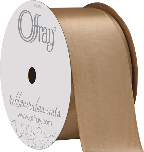 Berwick Offray 475829 1.5" Wide Single Face Satin Ribbon, Oatmeal Natural, 4 Yds...