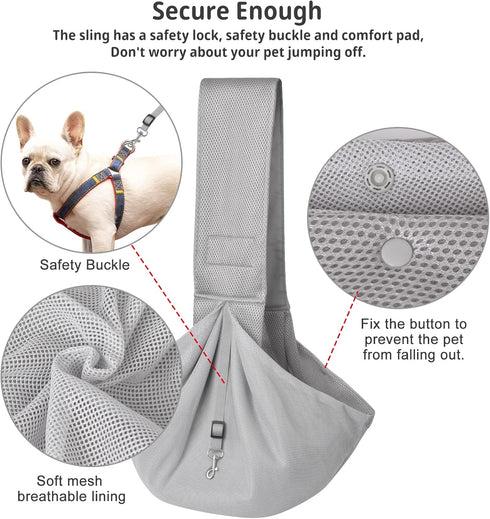 CUBY Dog and Cat Sling Carrier Puppy Breathable Mesh Sling Carrier for Outdoor Travel Dog Carring Carrier for Small Dogs?Grey?...