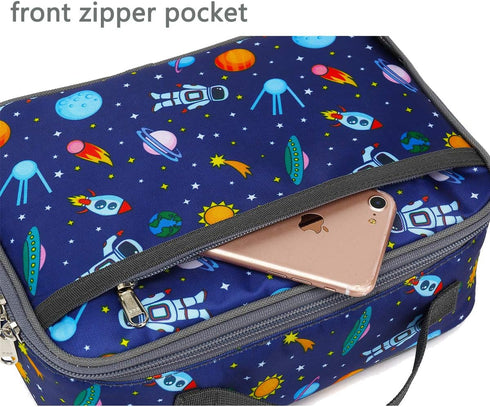 FlowFly Kids Lunch box Insulated Soft Bag Mini Cooler Back to School Thermal Meal Tote Kit for Girls, Boys, Astronaut...