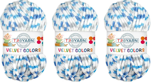 Velvet Colors (3- Skeins Pack) Chenille Blanket Amigurumi Yarn for Crocheting and Knitting Super Bulky 3x100 gr (3x131 yds) (10221)......