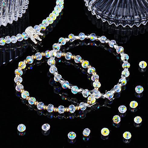 Highergo 500 Pieces DIY Glass Crystal Rondelle AB Glass Beads Faceted Rondelle Beads for Bracelets Necklace Pendants Jewelry Making DIY Craft Proj...