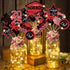 Graduation Decorations Class of 2025-36pcs Red and Black Graduation Table Centerpieces Sticks Table Toppers with Lights for College High School Co...