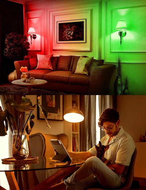 Fulighture 2 Pack Wireless Rechargeable Light Bulbs, E26 Battery Operated Light Bulb with Remote Control, Type-C Charging, RGB + Warm/Cool White, ...