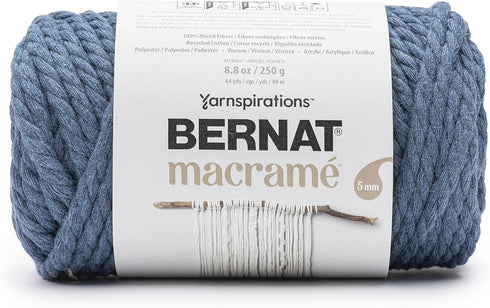 Bernat Macrame Denim Yarn - 3 Pack of 8.8oz/250g - Blended Fiber - #6 Super Bulky - 44 Yards - Knitting, Crocheting & Crafts......