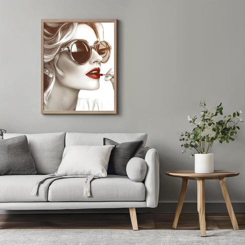 Posterizer 1 pcs-girly chic classic beauty-red lips and sunglasses 1-Photography Art Gift for Women, Fashionistas, Designer Fashion Fans Decor fo...