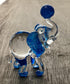 Garden Deco Glow in The Dark Blue Elephant Play Football Hand Blown Art Glass Figurine Ornament Sculpture...