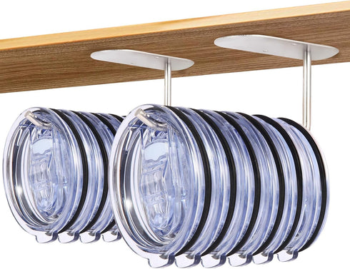 Tumbler Lid Organizer 2 PCS,Cup Lid Holder for Kitchen Cabinets,Silver Cup Lid Organizer for Kitchen...