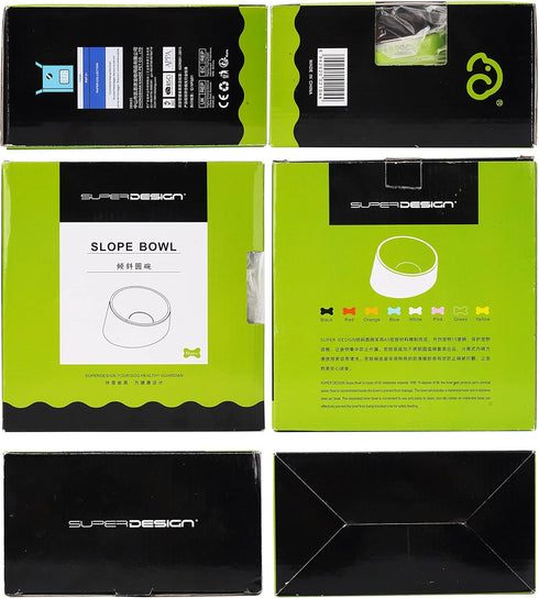 Super Design Mess Free 15° Slanted Bowl for Dogs and Cats, Tilted Angle Bulldog Bowl Pet Feeder, Non-skid & Non-spill, Easier to Reach Food S/0.5 ...