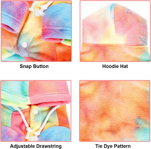 Tie Dye Dog Hoodie Dog Cold Weather Coats Soft Fleece Puppy Sweatshirts Dog Warm Jacket Pet Dog Clothes Winter Dog Outfits for Small Puppy Cat Pet...