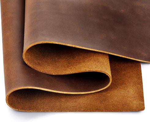 Genuine Leather Tooling Sheets 1.8-2.0MM Thick Genuine Top Full Grain Oil Tan Crazy Horse Cowhide Leather Sheets for Crafts Tooling Sewing Wallet ...
