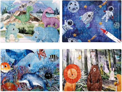 4 in 1 Increasing Difficulty Kids Puzzle for Kids, Ages 3-8, 24-60-Piece Puzzles, Puzzles for Children Learning Educational Puzzles Toys for Boys ...