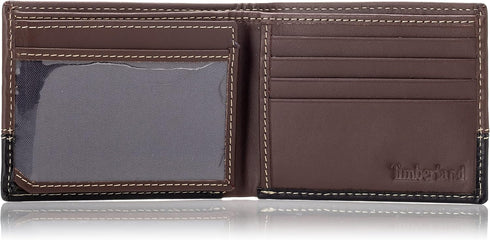 Timberland mens Leather Passcase Trifold Wallet Hybrid, Brown/Black, One Size...