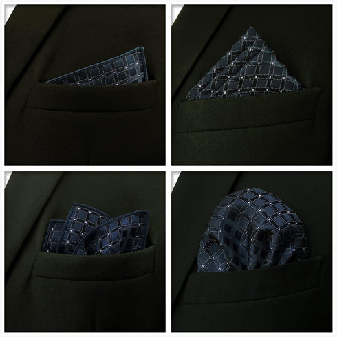SHLAX&WING 5 Pieces Assorted Mens Silk Pocket Square Handkerchiefs Set 75...
