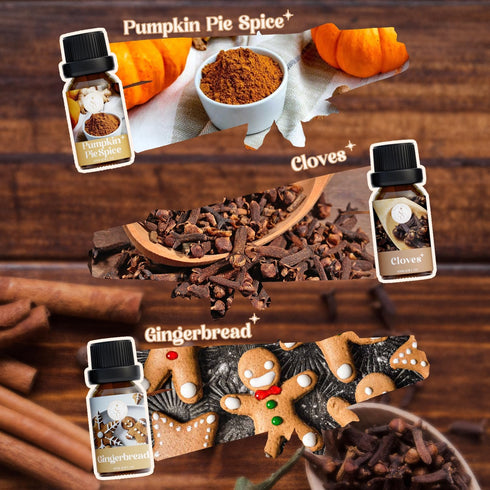 Autumn Spice Essential Oils Set, Fragrance Oil Gift Set for Oil Diffusers, Scented Oils for Soap Candle Making 6x10ml - Cinnamon, Nutmeg, Vanilla,...
