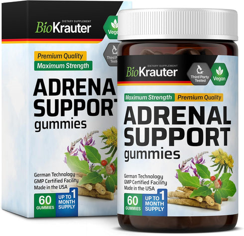 Adrenal Support Gummies - Organic Rhodiola & Ashwagandha Gummies with Vitamins C, B6, B12 for - Vegan Mood Support Supplement 60 Chews...