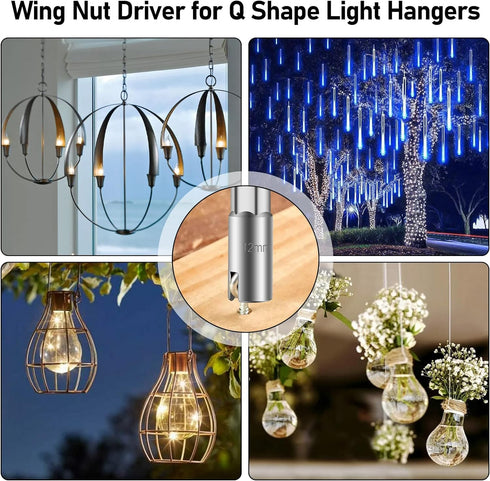 3Pcs Power Wing Nut Driver Set, SUNJOYCO 1/4" Hex Shank Slot Wing Nuts Bolt Driver Hook Drill Bit Socket Wrenches Tools Set for Panel Nuts Screws ...