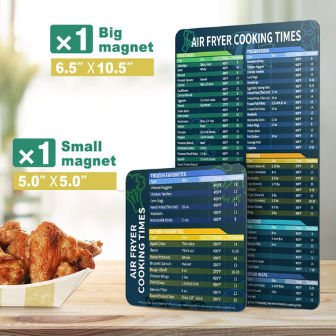 Air Fryer Magnetic Cheat Sheet Set, Cook Times Chart Air Fryer Accessories Magnet Sheet Quick Reference Guide for Cooking and Frying, Easy to Use,...