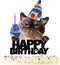 Cat Happy Birthday Cake Topper - Pet themed Party Black Glitter Decoration Supplies...