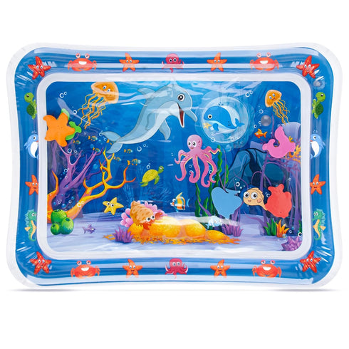 Tummy Time Water Mat with Squeakers, Baby Toys for Infants and Toddlers 3 6 9 Months, Baby Squeaky Toys, Senory Develop Toys...