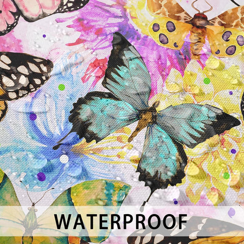 Butterfly Outdoor Waterproof Throw Pillow Covers 18 x 18 Inch Set of 2, Floral Green Tropical Pillowcase Square Cushion Case, Farmhouse Garden Dec...