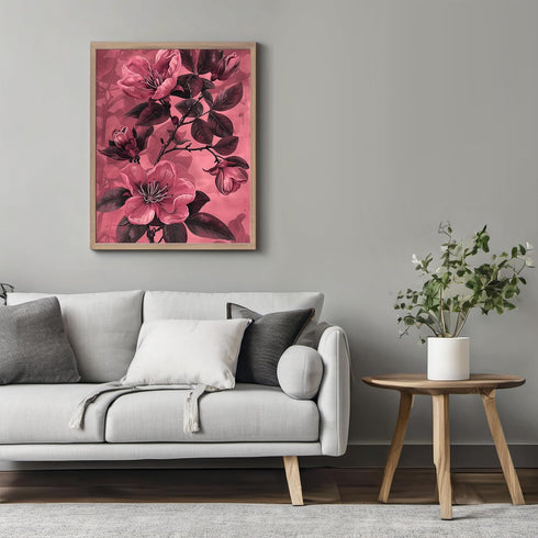 Posterizer 1 pcs-pink flowers and background-dainly girly art-Floral & Botanical Art-Abstract & Modern Art-Decor for Home & Office- UNFRAMED Wall ...