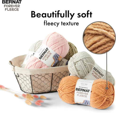 Bernat Forever Fleece Leisure Teal Yarn - 2 Pack of 280g/9.9oz - Polyester - 6 Super Bulky - 194 Yards - Knitting/Crochet......