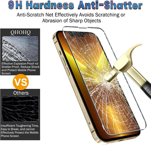 QHOHQ 3 Pack Screen Protector for iPhone 13 Pro 6.1 Inch with 3 Pack Tempered Glass Camera Lens Protector, Ultra HD, 9H Hardness, Scratch Resistan...