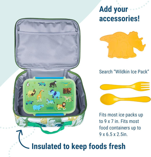 Wildkin Kids Insulated Lunch Box – Durable and Reusable for School & Travel - Dinomite Dinosaur...